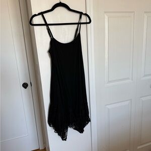 Black Lace Hem Slip Dress
